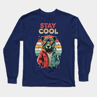 stay cool bear  retro Long Sleeve T-Shirt